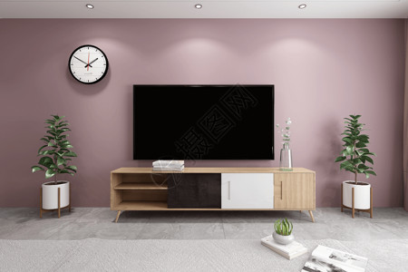 橱柜上的盆栽电视橱柜组合设计图片