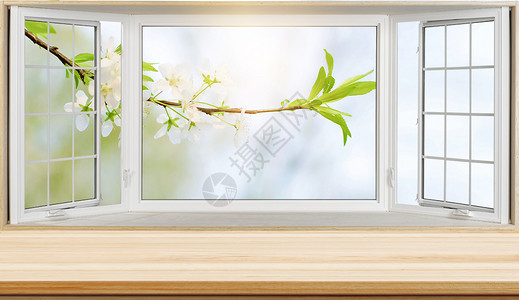 安装门窗春天窗外风景设计图片