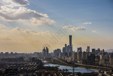 城市大河北京CBD城市全景背景