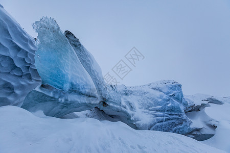 冰原雪车北极万年蓝色冰川背景