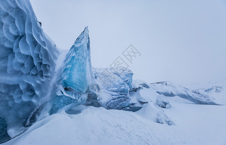 冰原雪车北极万年蓝色冰川背景