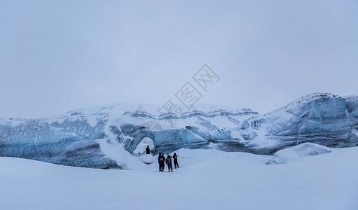 万年冰洞北极万年蓝色冰川背景