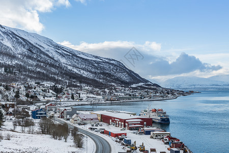 挪威北极圈著名旅游城市特罗姆瑟城市风光图片