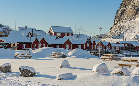挪威著名旅游胜地雷纳渔村风光高清图片