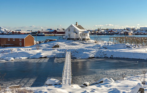 北极圈著名旅游胜地罗弗敦群岛上的西沃格岛自然风光高清图片