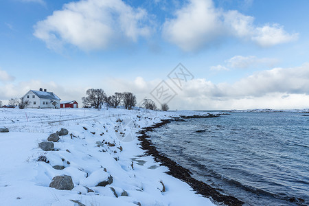 挪威冬季峡湾风光高清图片