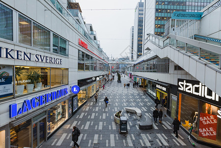 斯德哥尔摩商业街区街景高清图片