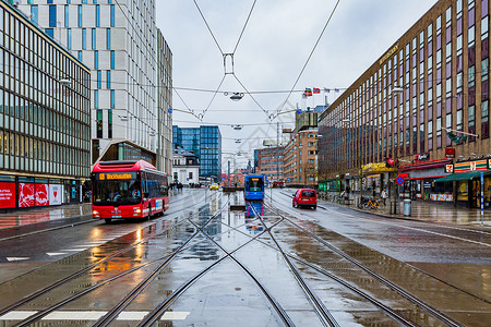 斯德哥尔摩商业街区街景背景图片