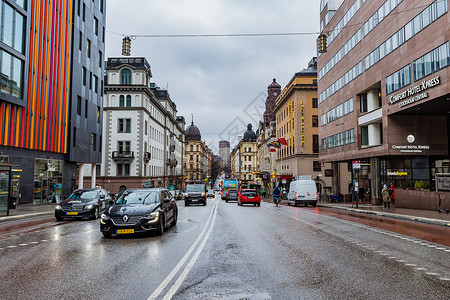 斯德哥尔摩商业街区街景高清图片