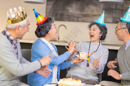 家庭健康保障老年生日派对庆祝背景