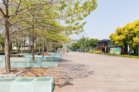 公园长条椅公园空旷休息广场背景