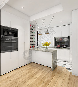 北欧风厨房室内设计效果图背景图片