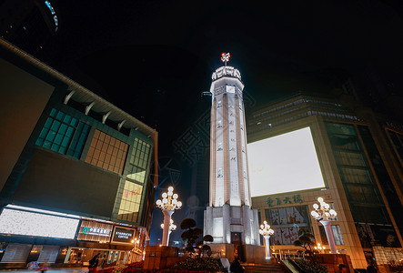 重庆解放纪念碑重庆人民解放纪念碑夜景背景