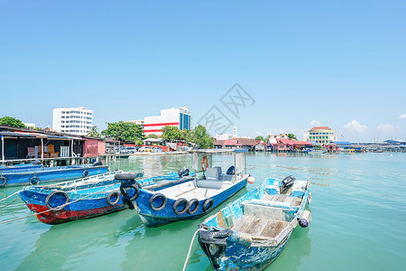 水舟马来西亚槟城海上居民水屋背景