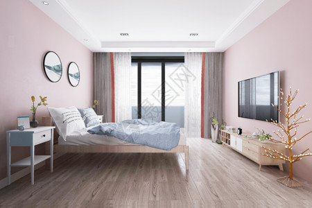 粉色卧室设计图片