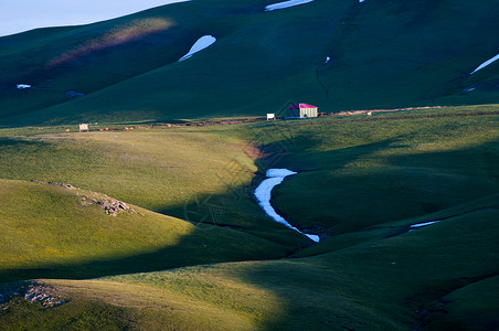 新疆山区青山绿水草场牧区扶贫背景图片
