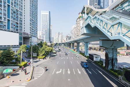 钢筋水泥城市高楼马路车道背景