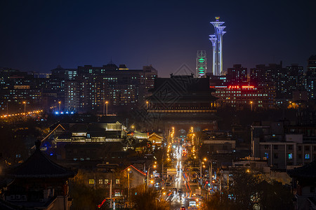 夜景北京古老与现代建筑高清图片