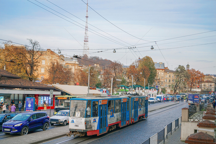 乌克兰利沃夫老城有轨电车图片