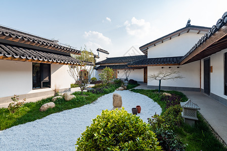 中式庭院角落日式庭院环境背景