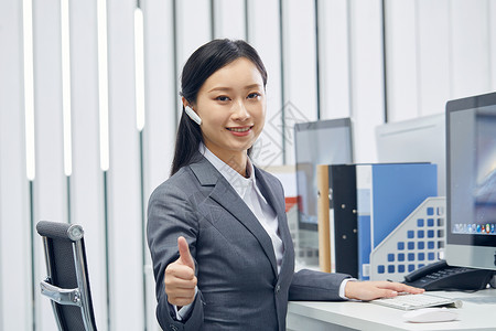 蓝牙标志女性客服背景