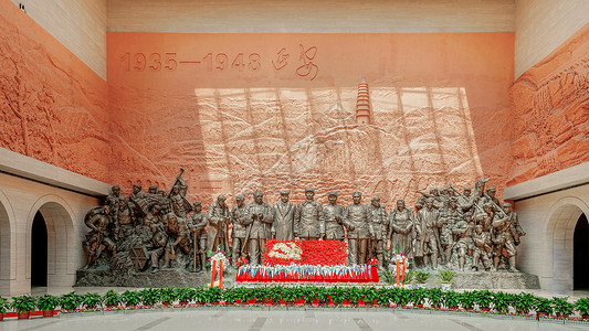 萨马兰奇纪念馆景区延安革命纪念馆内景背景