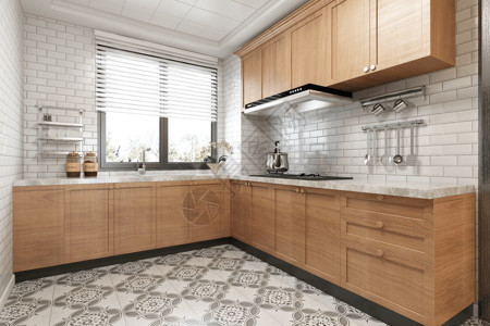 美式木屋美式木制厨房设计设计图片