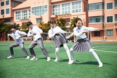 拔河运动小学生拔河背景