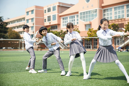 运动会拔河小学生拔河背景