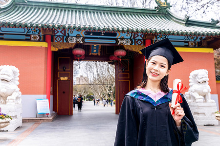 大学校门口女大学生毕业背景