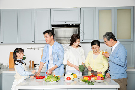 全家人看电视全家人一起做饭背景