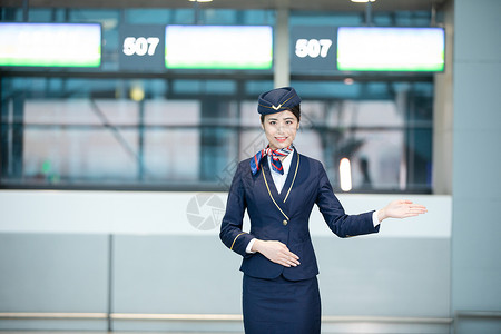 裙装美女机场空姐服务背景