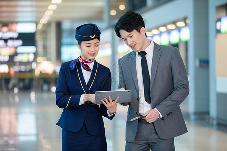 男士和女士空姐和乘客背景