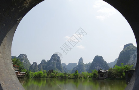 抽象风景画广西明仕田园山水风光背景