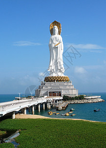 海南三亚海边观音塑像背景图片