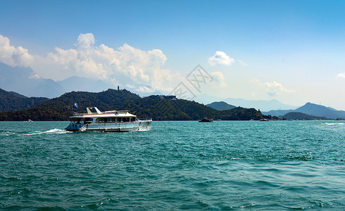 碧绿的湖水台湾日月潭风光背景