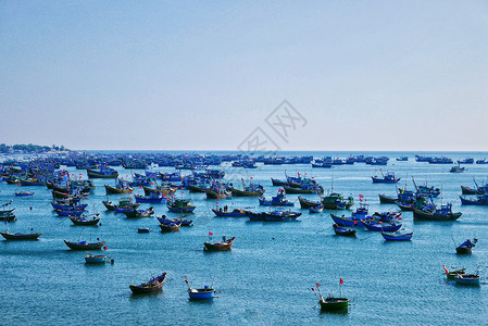 美奈湾越南近海捕捞的壮观场景背景