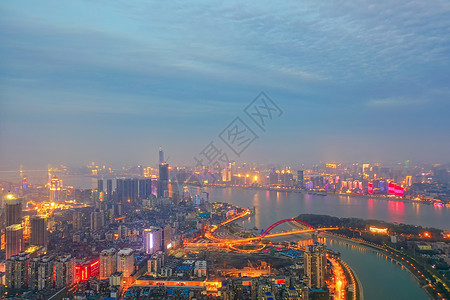城市两江交汇处夕阳江景夜景背景图片