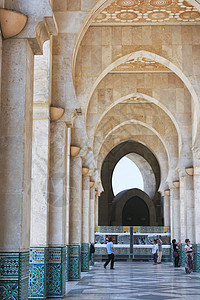 愚乐大行动摩洛哥卡萨布兰卡哈桑二世清真寺走廊背景