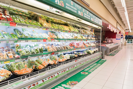 绿色购物价签超市购物蔬菜冰柜背景