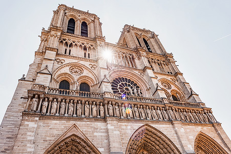 巴黎教堂法国巴黎圣母院外观背景