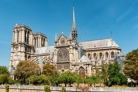 巴黎教堂法国巴黎圣母院外观背景