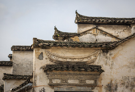 西递古村落建筑背景图片