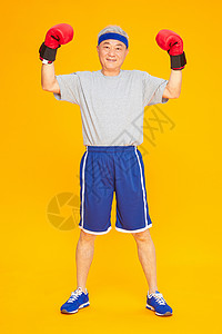 老人运动拳击背景图片