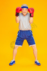老人运动拳击背景图片
