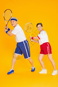 老人健身网球图片