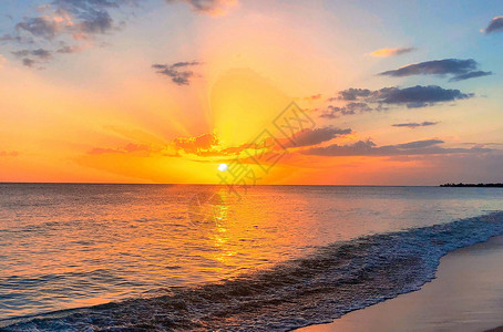 瓦尼达海滩落日背景