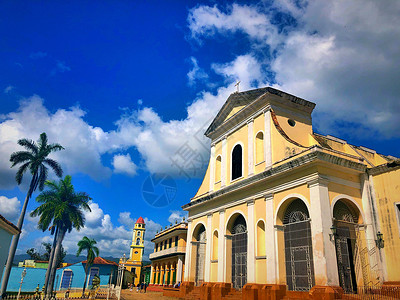 古巴建筑特立尼达小镇背景