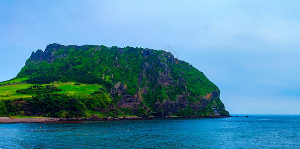 自然城济州岛城山峰背景