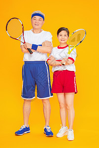 重阳节看望老人的孩子老人运动网球背景